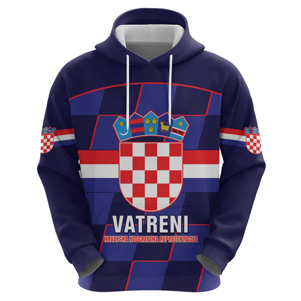 Custom Croatia Football Zip Hoodie Come On Vatreni Checkerboard Style