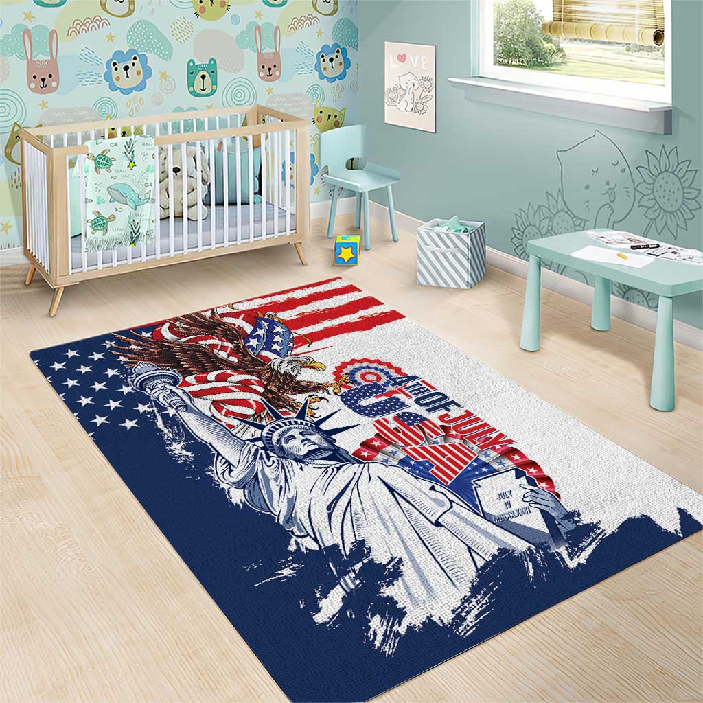 United States 4th Of July Area Rug USA Eagle Statue Of Librerty