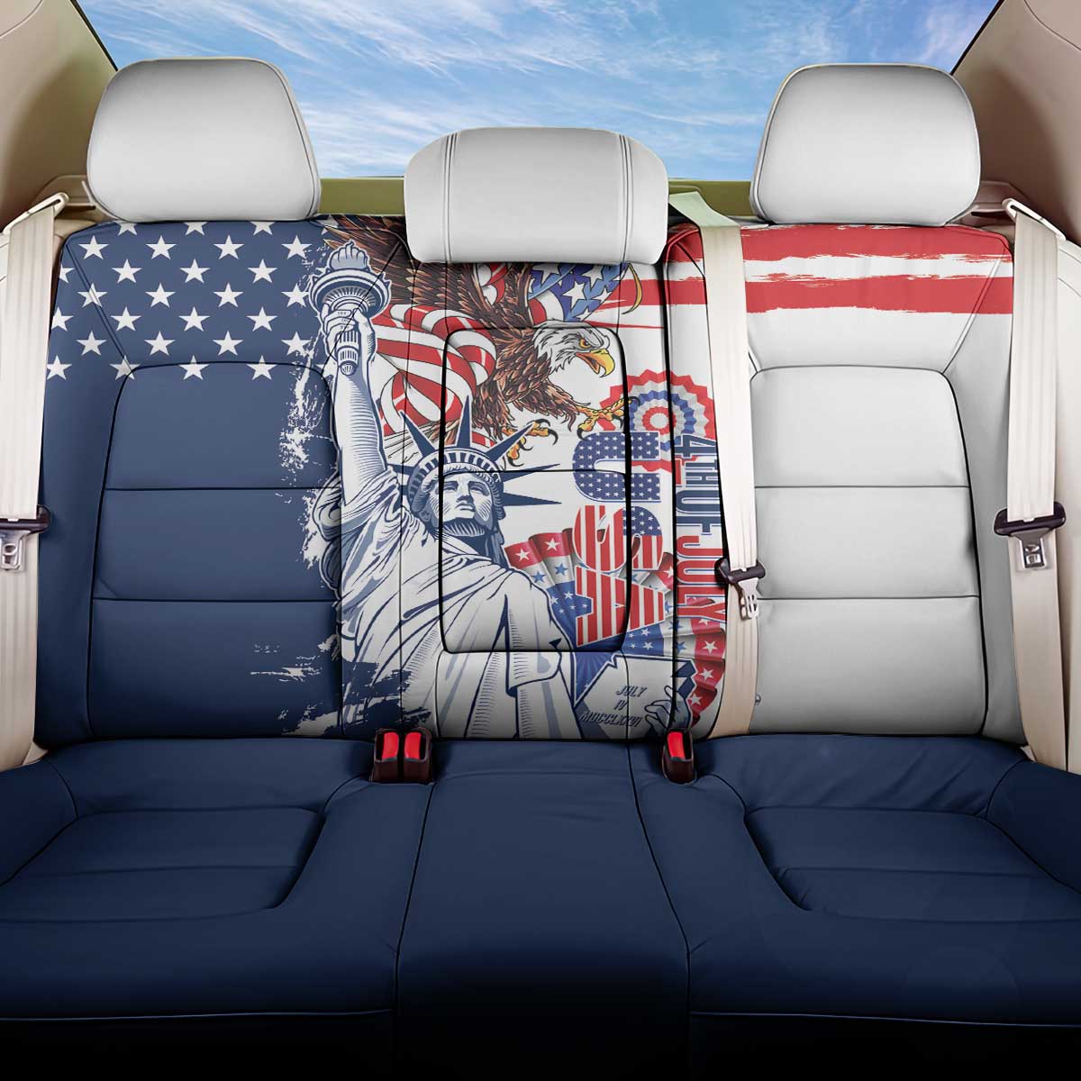 United States 4th Of July Back Car Seat Cover USA Eagle Statue Of Librerty