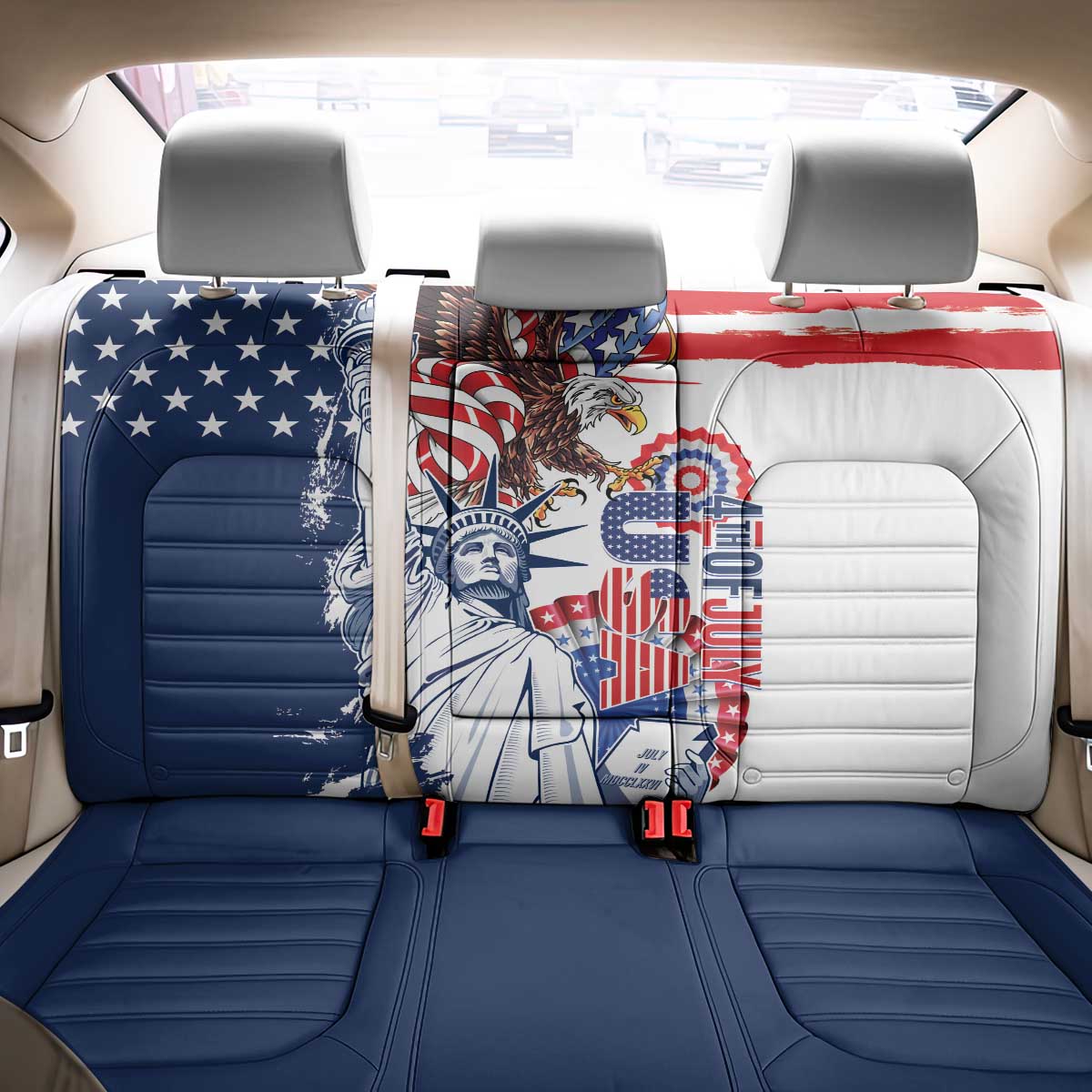 United States 4th Of July Back Car Seat Cover USA Eagle Statue Of Librerty