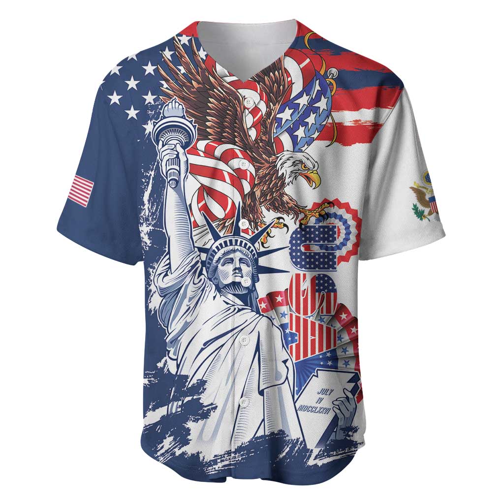 United States 4th Of July Baseball Jersey USA Eagle Statue Of Librerty