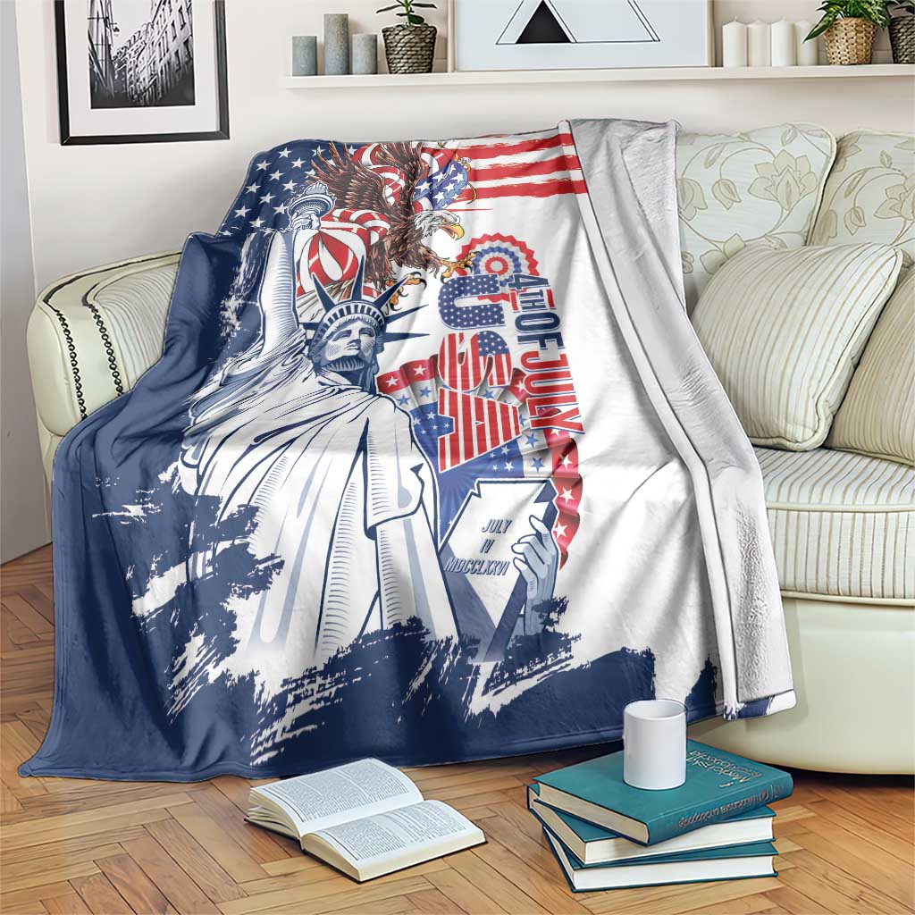 United States 4th Of July Blanket USA Eagle Statue Of Librerty