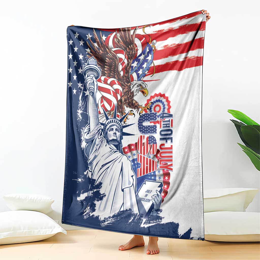 United States 4th Of July Blanket USA Eagle Statue Of Librerty