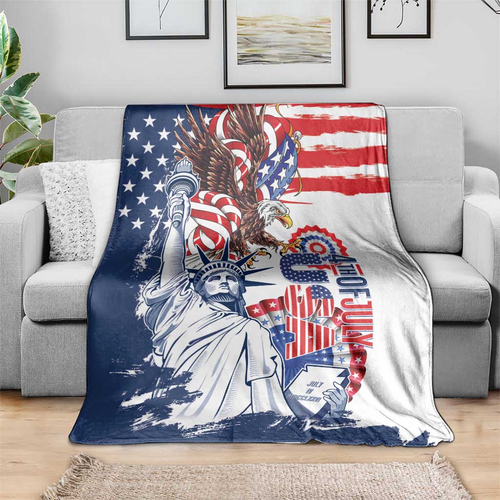 United States 4th Of July Blanket USA Eagle Statue Of Librerty