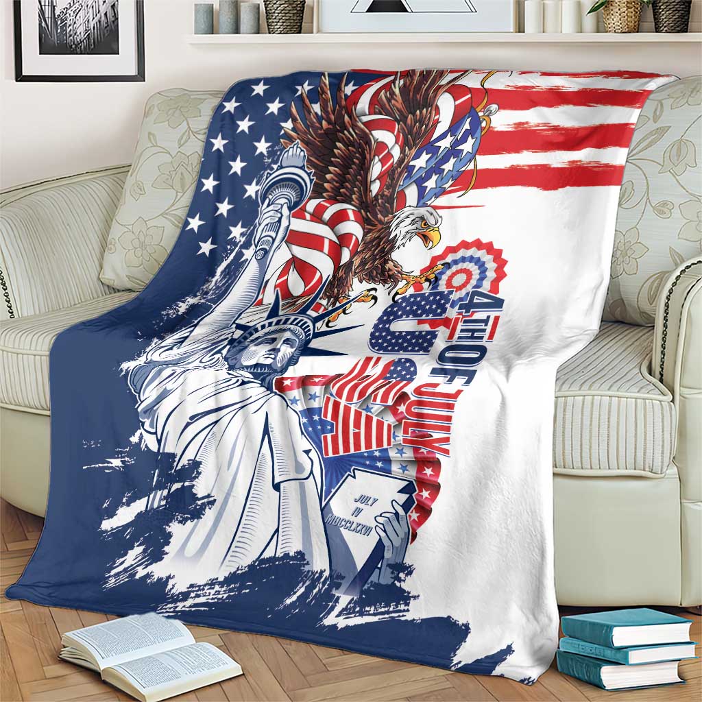 United States 4th Of July Blanket USA Eagle Statue Of Librerty