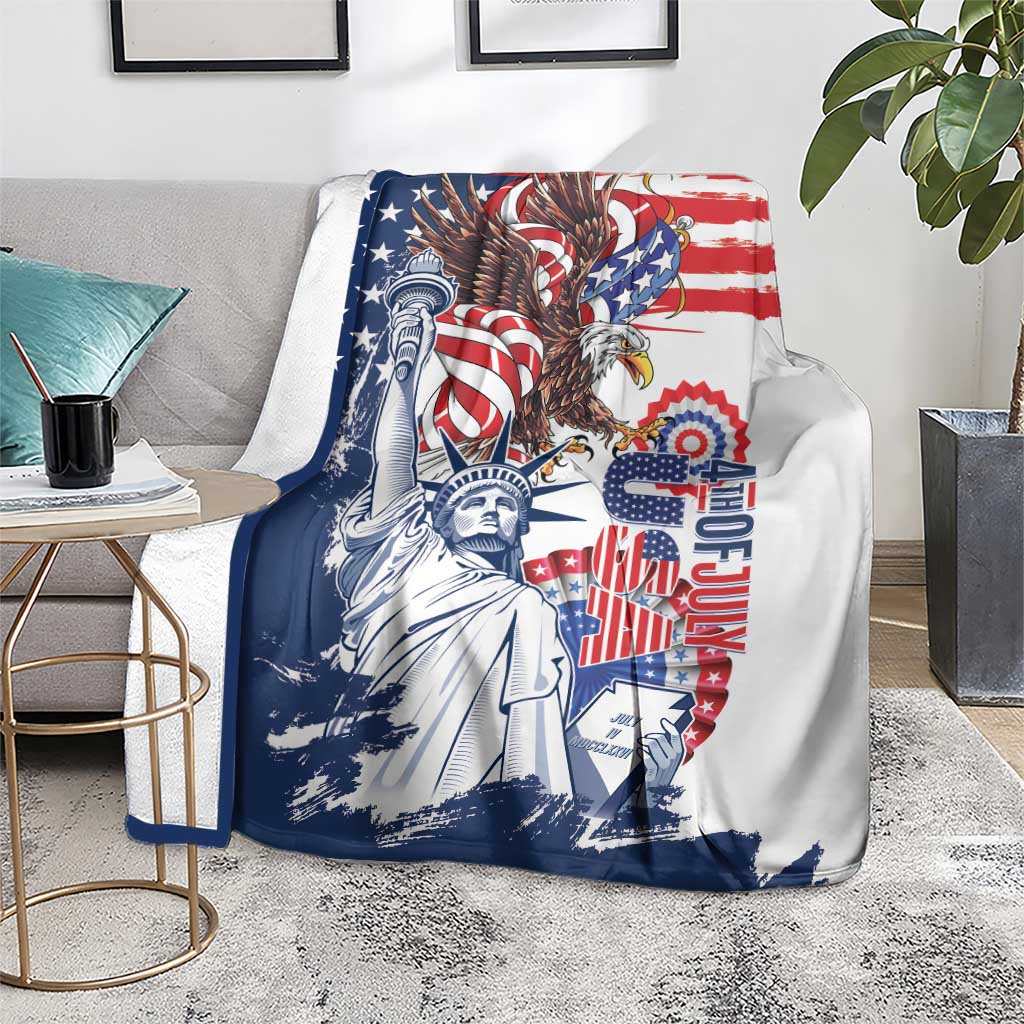 United States 4th Of July Blanket USA Eagle Statue Of Librerty