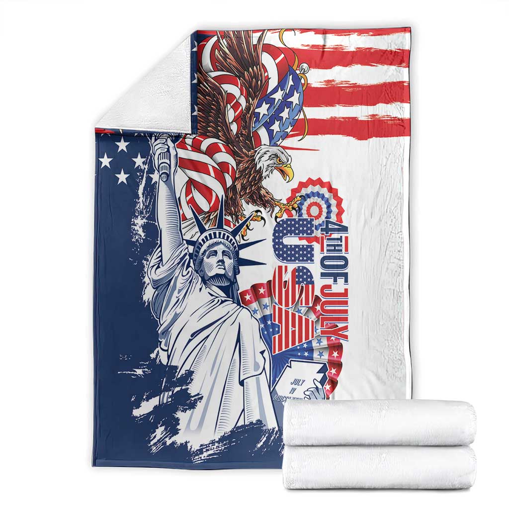 United States 4th Of July Blanket USA Eagle Statue Of Librerty