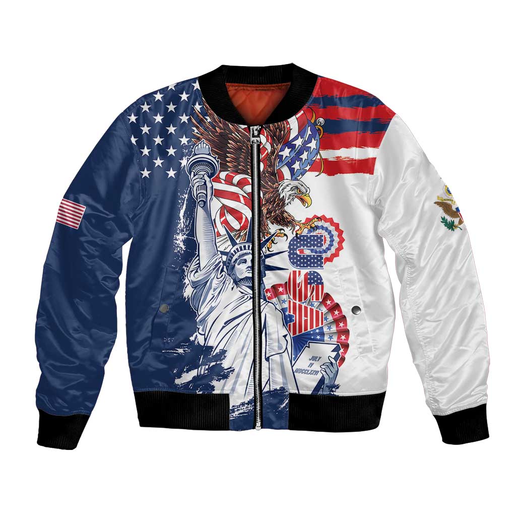 United States 4th Of July Bomber Jacket USA Eagle Statue Of Librerty