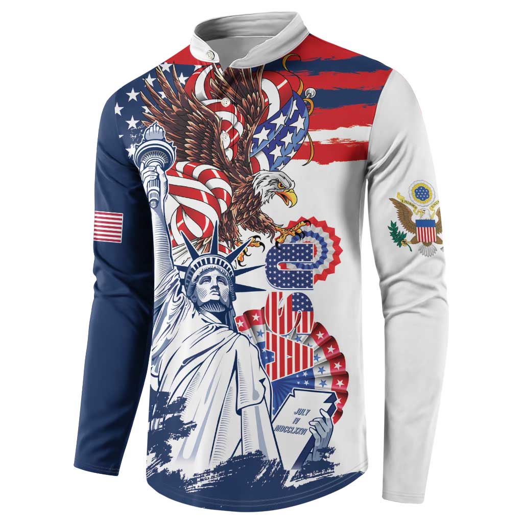 United States 4th Of July Button Sweatshirt USA Eagle Statue Of Librerty