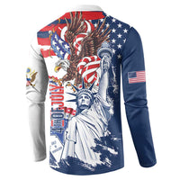 United States 4th Of July Button Sweatshirt USA Eagle Statue Of Librerty