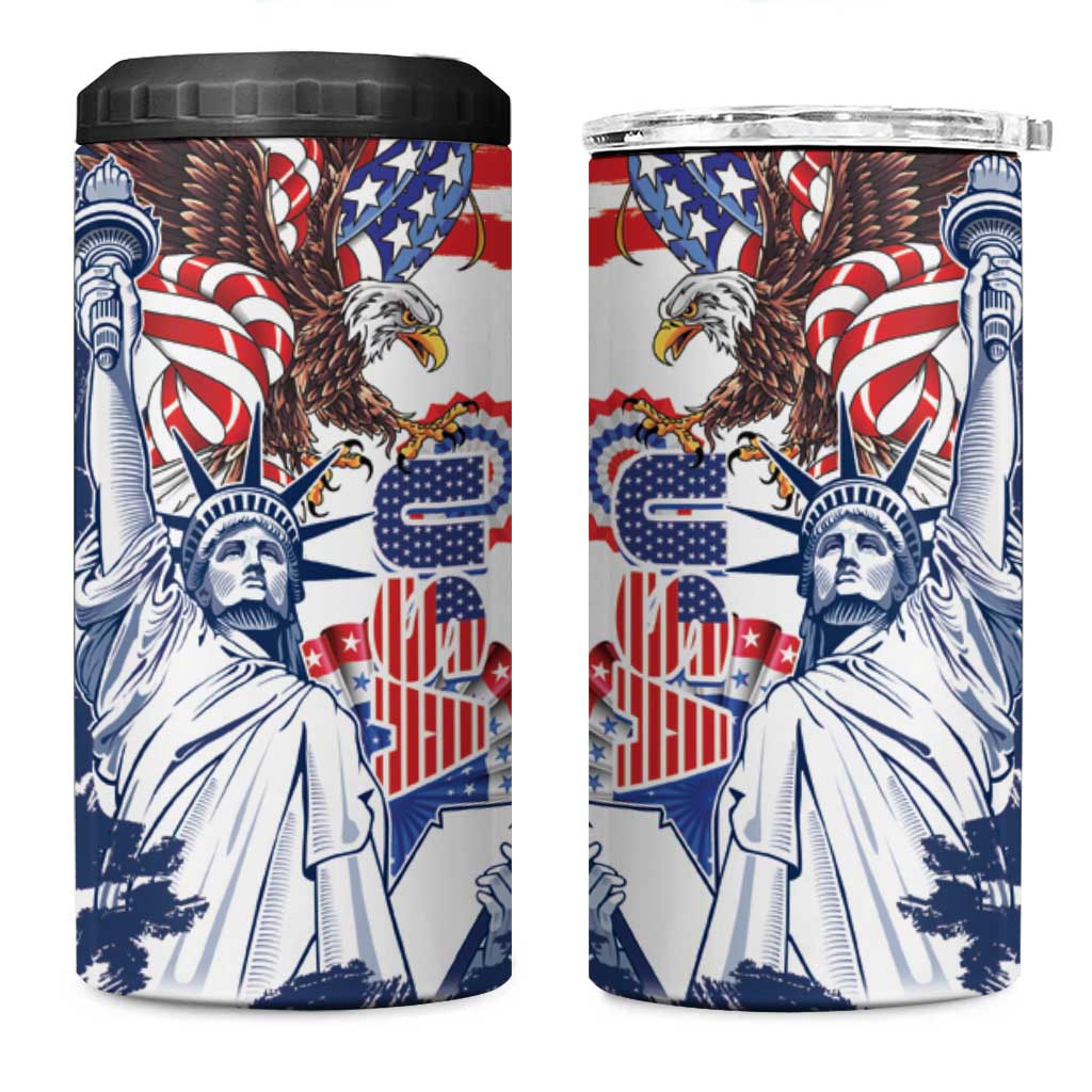United States 4th Of July 4 in 1 Can Cooler Tumbler USA Eagle Statue Of Librerty