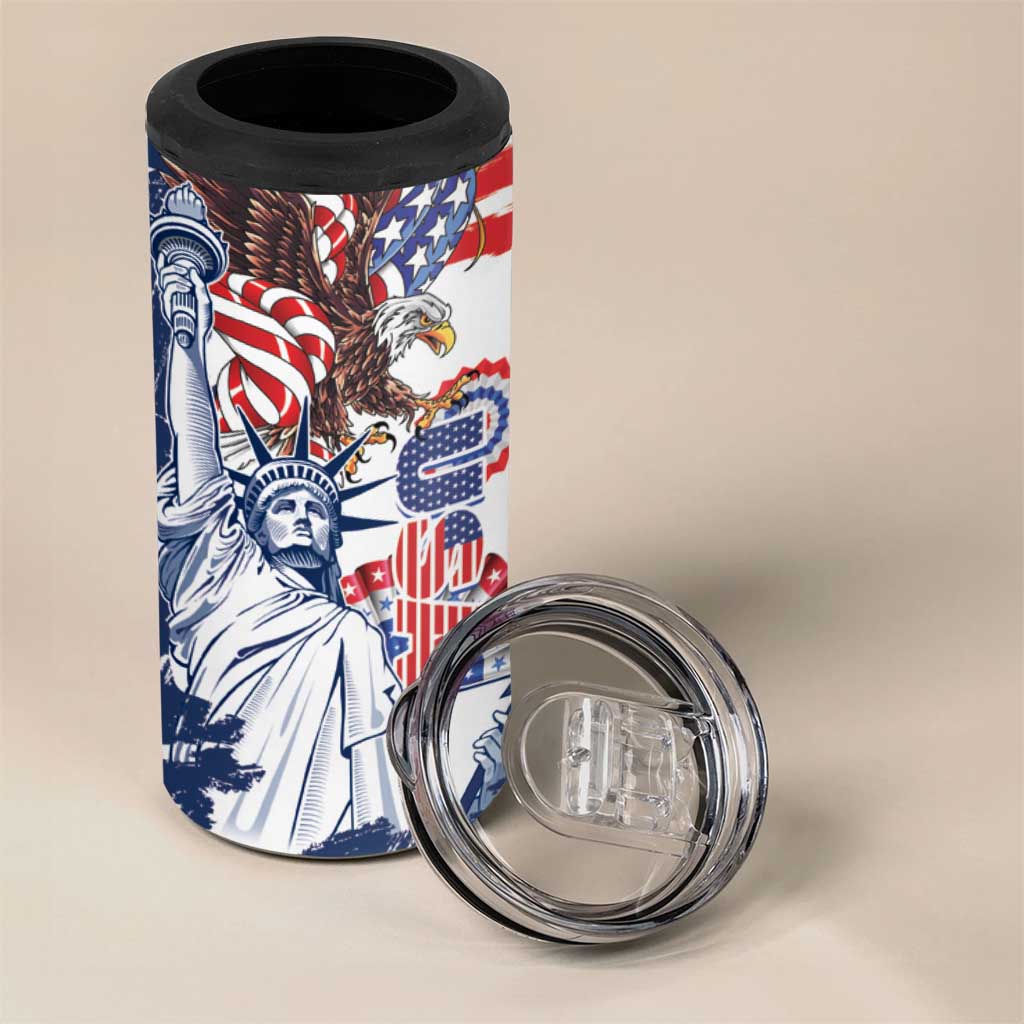 United States 4th Of July 4 in 1 Can Cooler Tumbler USA Eagle Statue Of Librerty