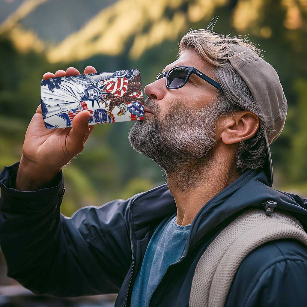 United States 4th Of July 4 in 1 Can Cooler Tumbler USA Eagle Statue Of Librerty