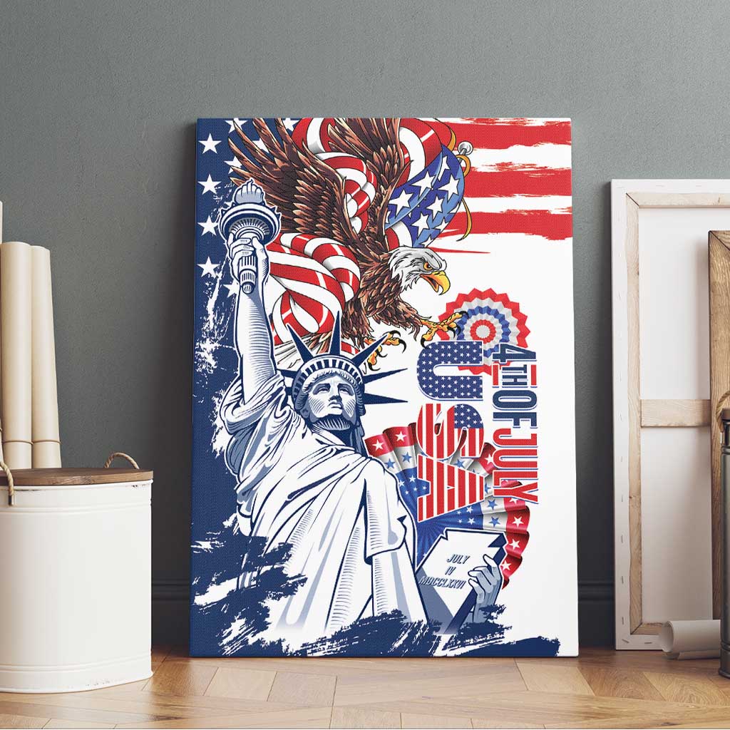 United States 4th Of July Canvas Wall Art USA Eagle Statue Of Librerty