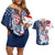 United States 4th Of July Couples Matching Off Shoulder Short Dress and Hawaiian Shirt USA Eagle Statue Of Librerty