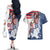 United States 4th Of July Couples Matching Off The Shoulder Long Sleeve Dress and Hawaiian Shirt USA Eagle Statue Of Librerty