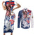 United States 4th Of July Couples Matching Short Sleeve Bodycon Dress and Long Sleeve Button Shirt USA Eagle Statue Of Librerty