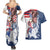 United States 4th Of July Couples Matching Summer Maxi Dress and Hawaiian Shirt USA Eagle Statue Of Librerty