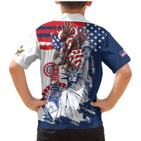 United States 4th Of July Family Matching Mermaid Dress and Hawaiian Shirt USA Eagle Statue Of Librerty