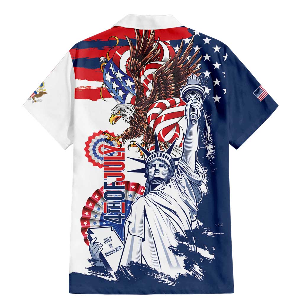 United States 4th Of July Family Matching Mermaid Dress and Hawaiian Shirt USA Eagle Statue Of Librerty