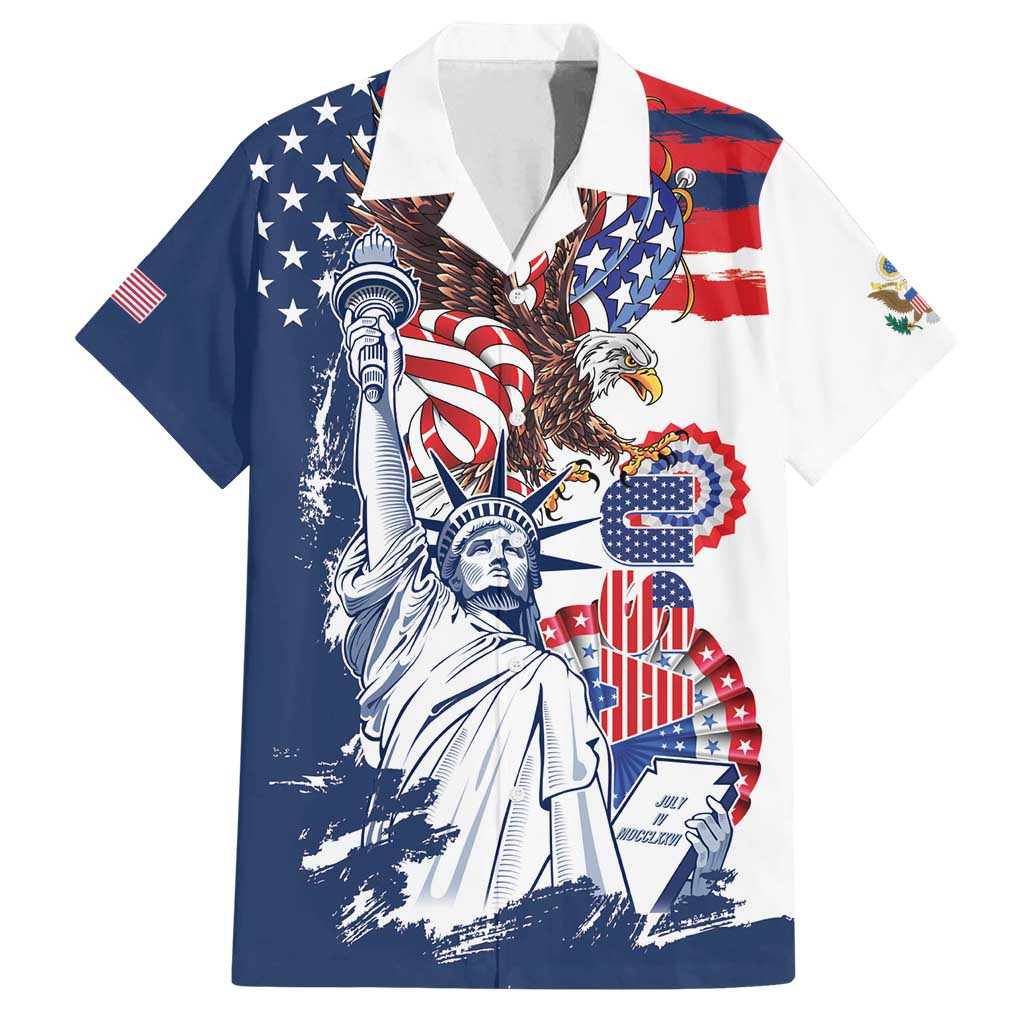 United States 4th Of July Family Matching Summer Maxi Dress and Hawaiian Shirt USA Eagle Statue Of Librerty
