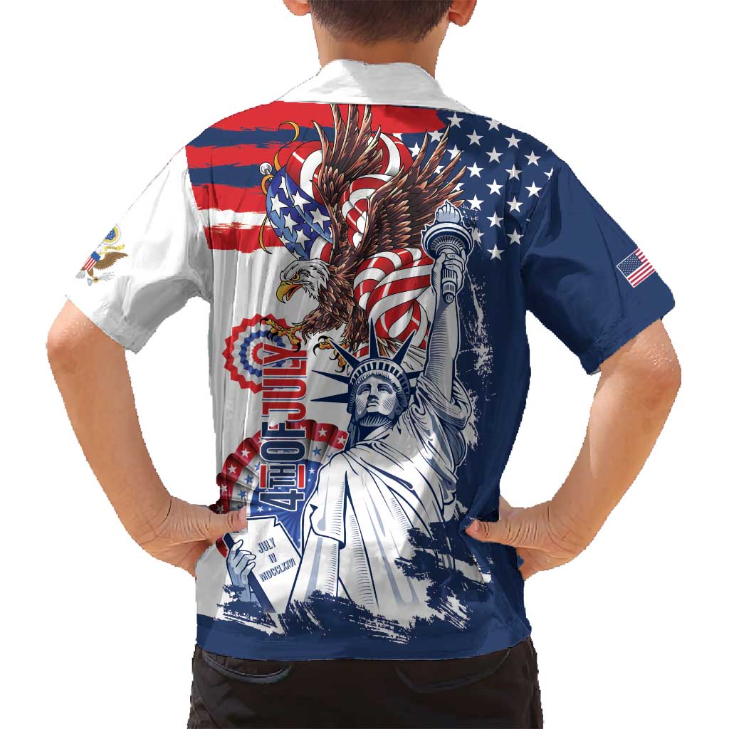 United States 4th Of July Family Matching Tank Maxi Dress and Hawaiian Shirt USA Eagle Statue Of Librerty