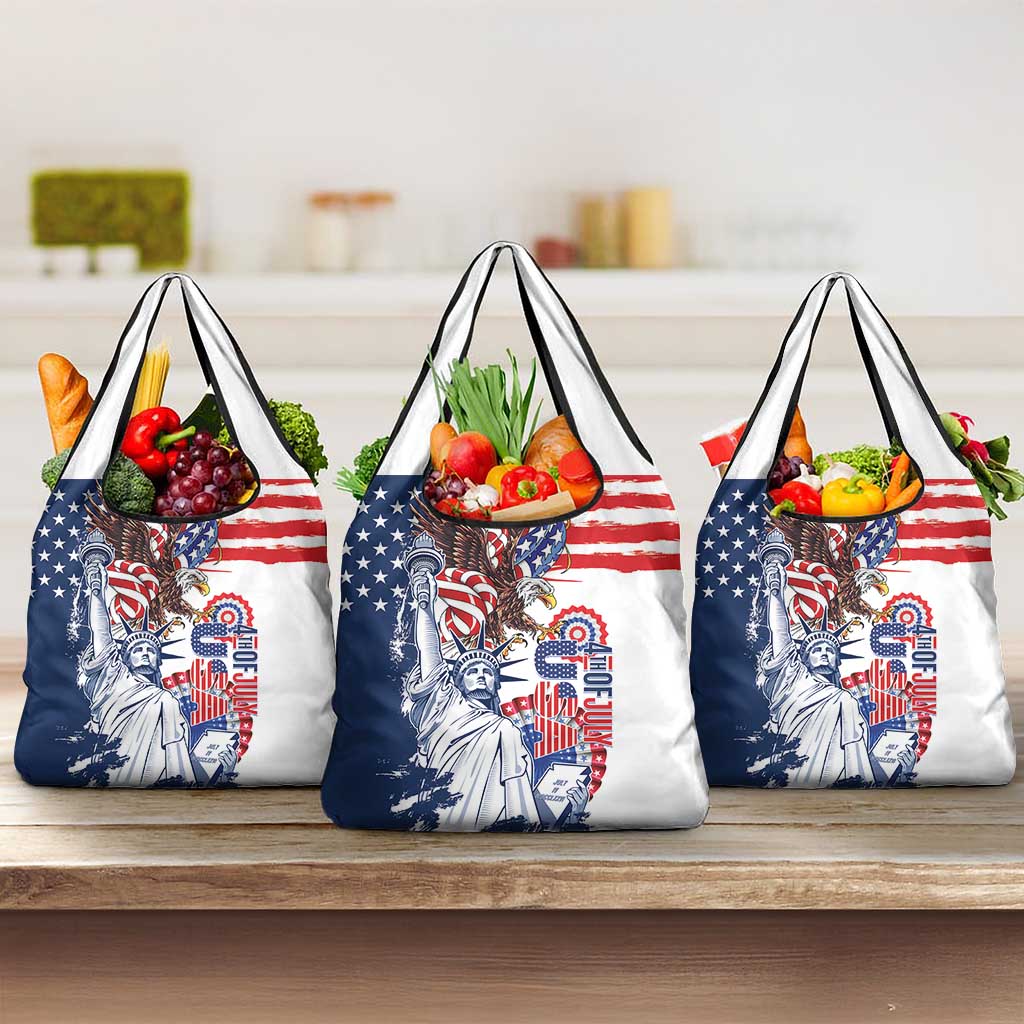 United States 4th Of July Grocery Bag USA Eagle Statue Of Librerty