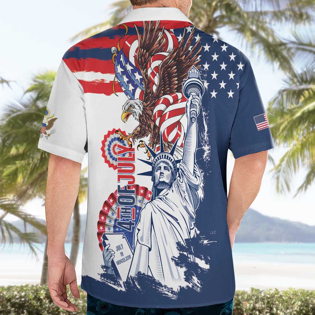 United States 4th Of July Hawaiian Shirt USA Eagle Statue Of Librerty