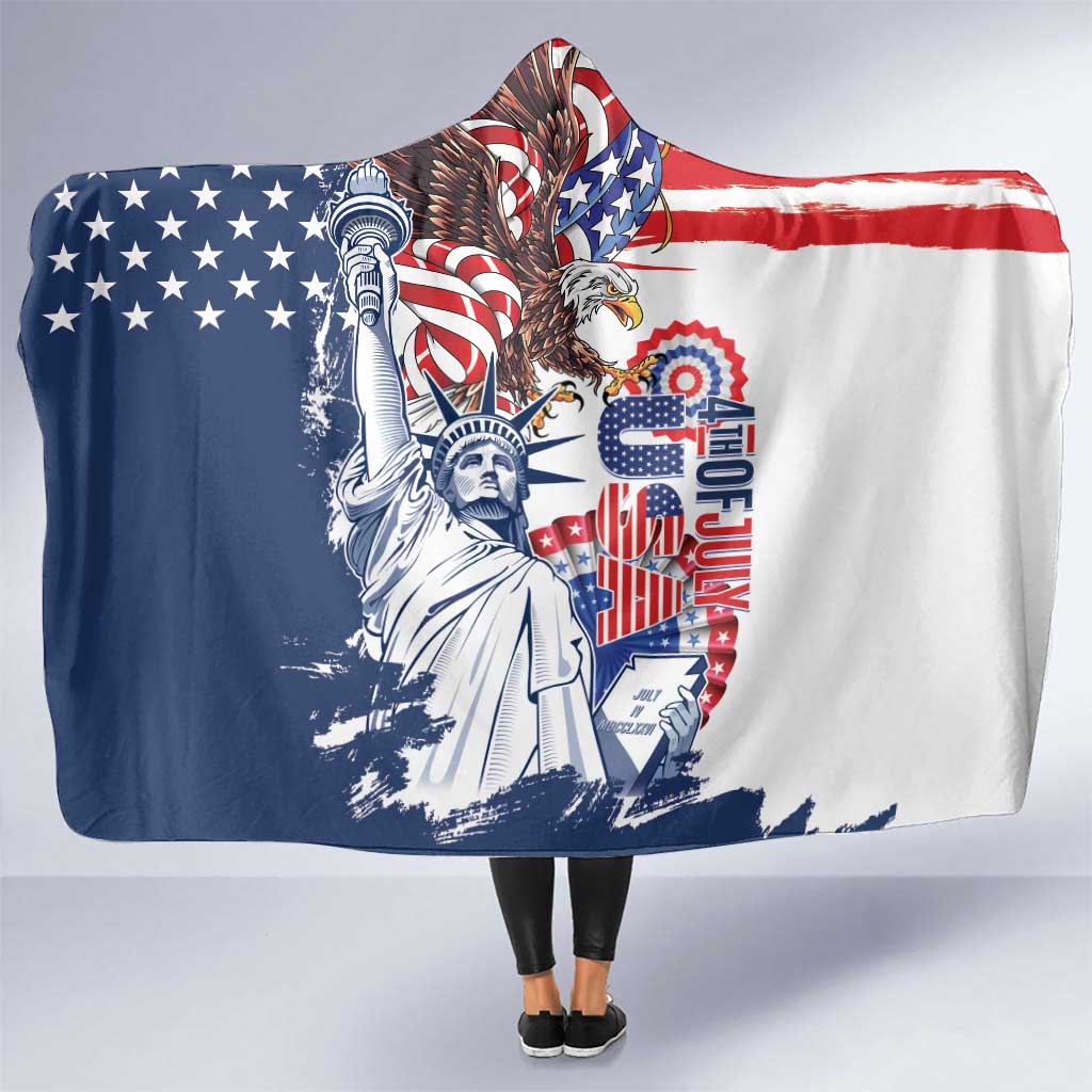 United States 4th Of July Hooded Blanket USA Eagle Statue Of Librerty