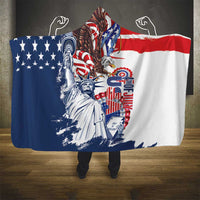 United States 4th Of July Hooded Blanket USA Eagle Statue Of Librerty