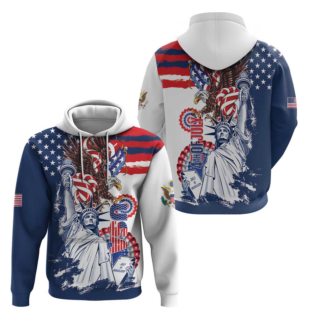 United States 4th Of July Hoodie USA Eagle Statue Of Librerty