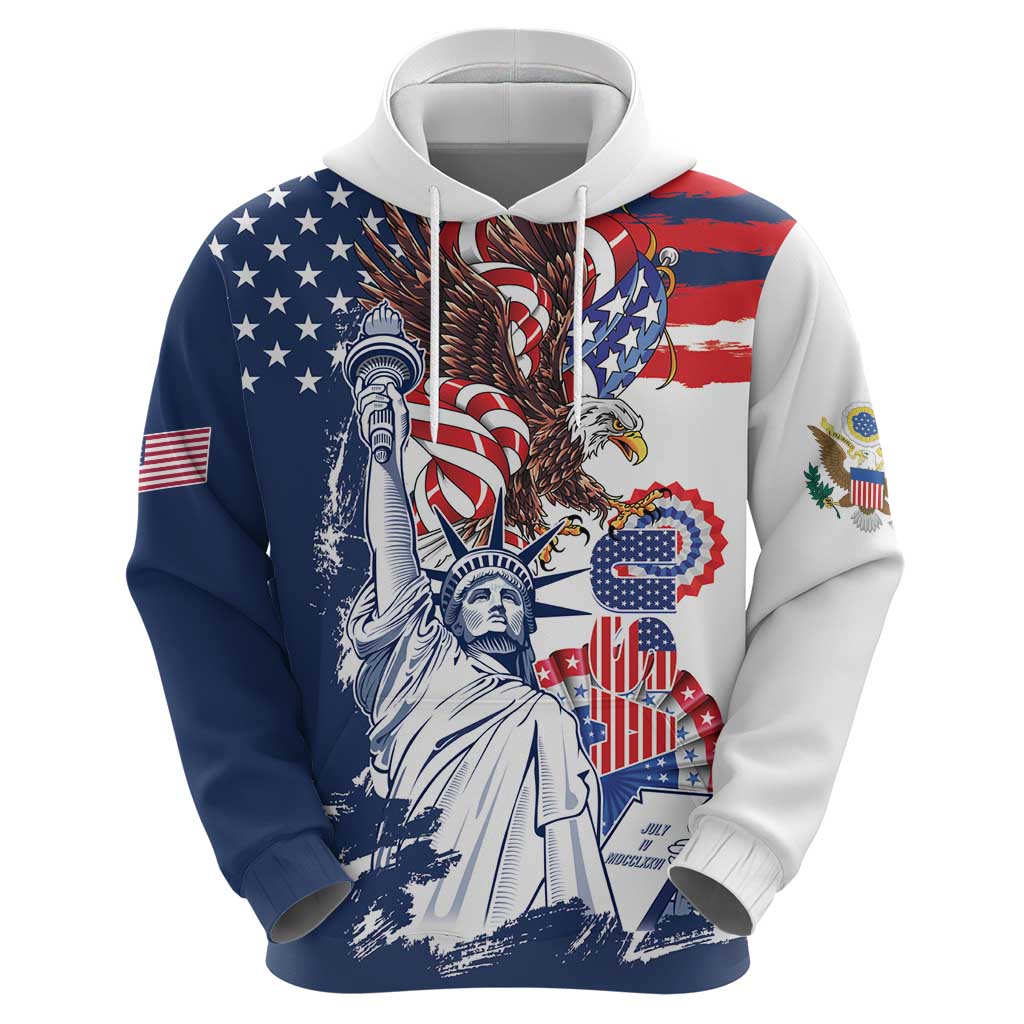 United States 4th Of July Hoodie USA Eagle Statue Of Librerty