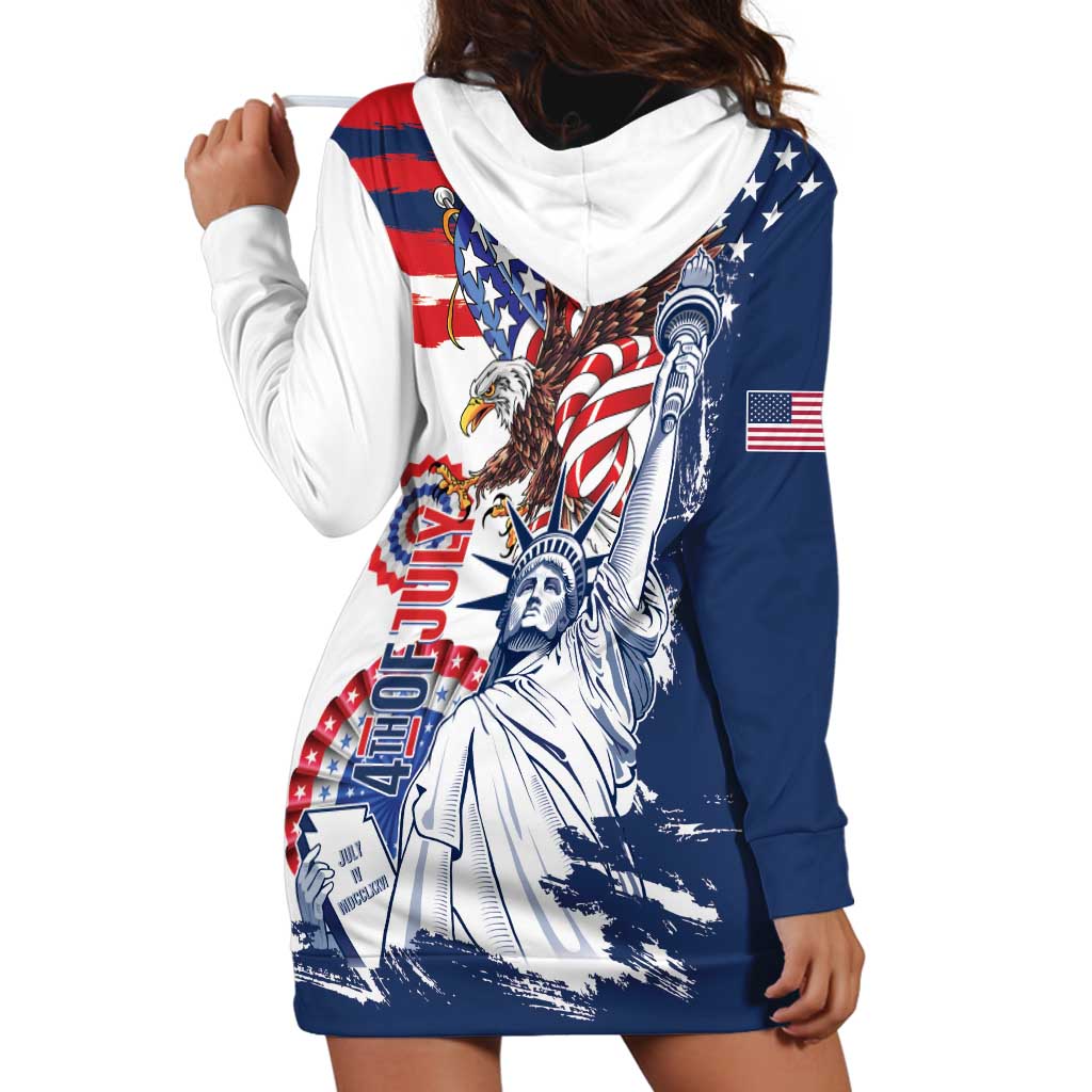 United States 4th Of July Hoodie Dress USA Eagle Statue Of Librerty