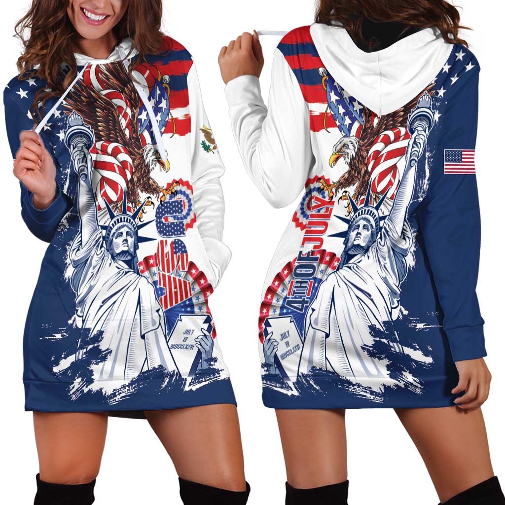 United States 4th Of July Hoodie Dress USA Eagle Statue Of Librerty