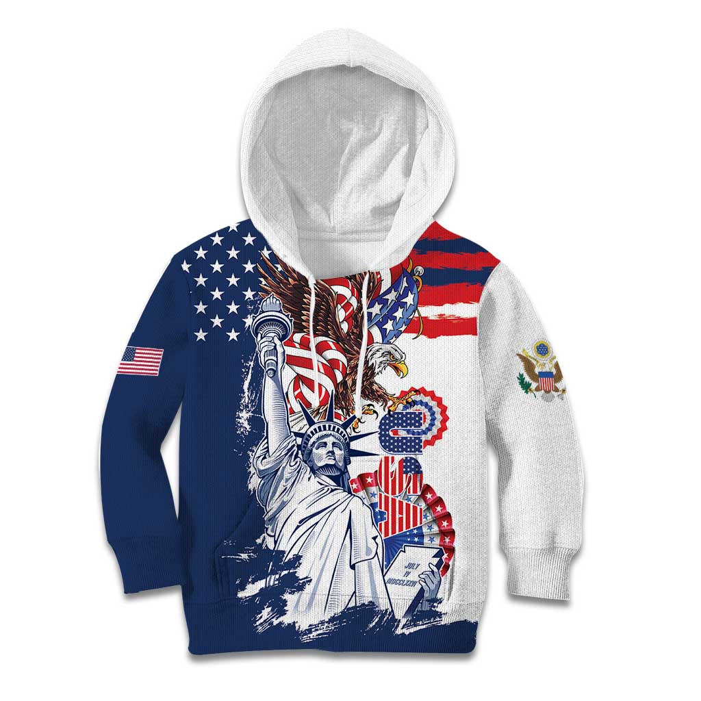 United States 4th Of July Kid Hoodie USA Eagle Statue Of Librerty