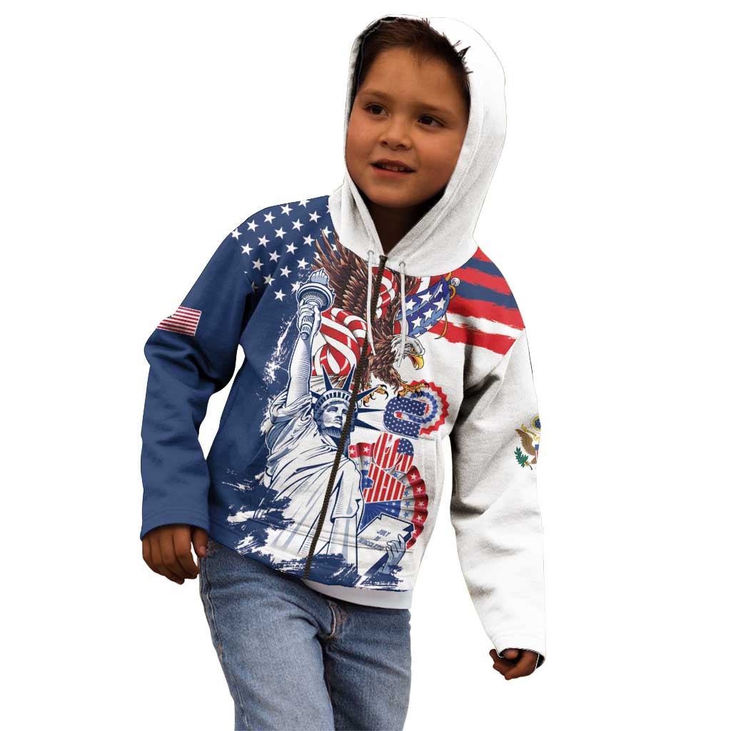 United States 4th Of July Kid Hoodie USA Eagle Statue Of Librerty
