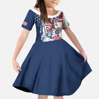 United States 4th Of July Kid Short Sleeve Dress USA Eagle Statue Of Librerty