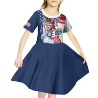 United States 4th Of July Kid Short Sleeve Dress USA Eagle Statue Of Librerty
