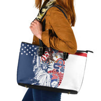 United States 4th Of July Leather Tote Bag USA Eagle Statue Of Librerty
