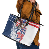 United States 4th Of July Leather Tote Bag USA Eagle Statue Of Librerty