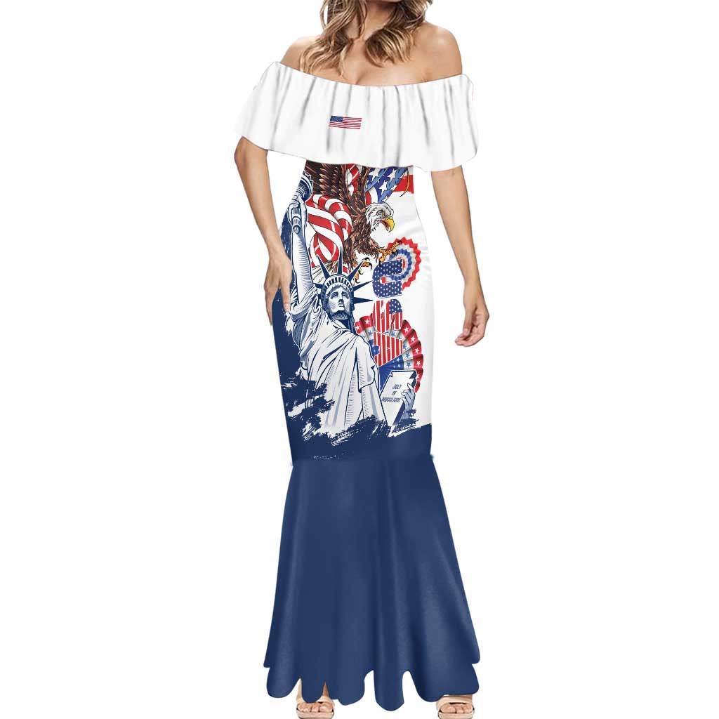 United States 4th Of July Mermaid Dress USA Eagle Statue Of Librerty