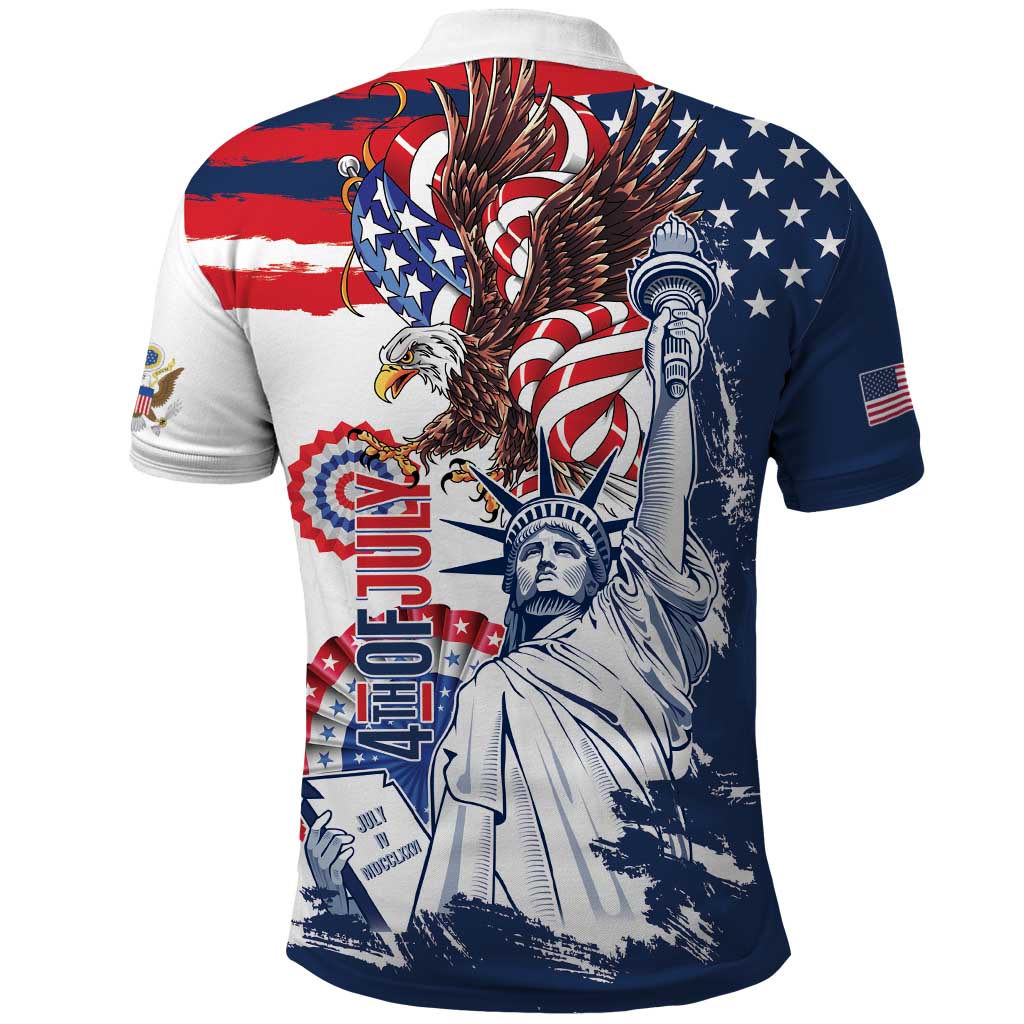 United States 4th Of July Polo Shirt USA Eagle Statue Of Librerty