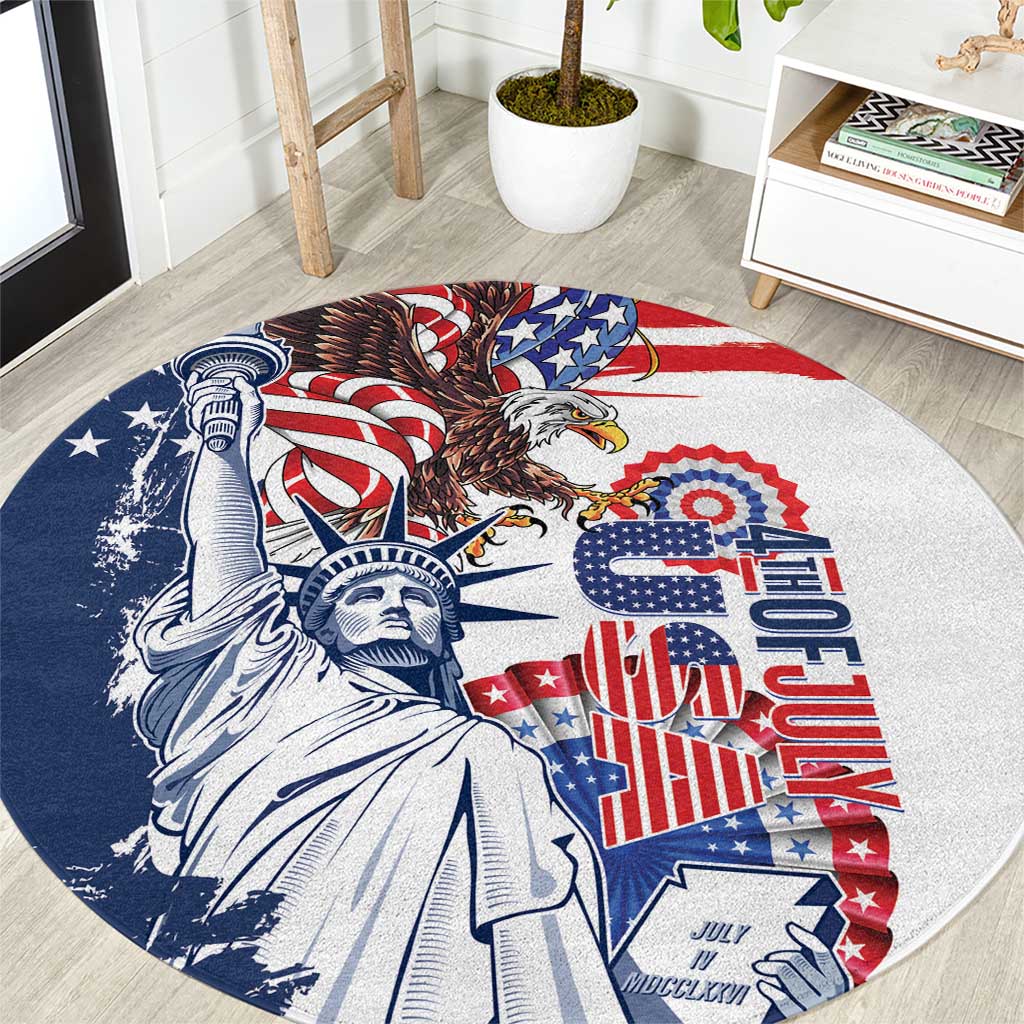 United States 4th Of July Round Carpet USA Eagle Statue Of Librerty