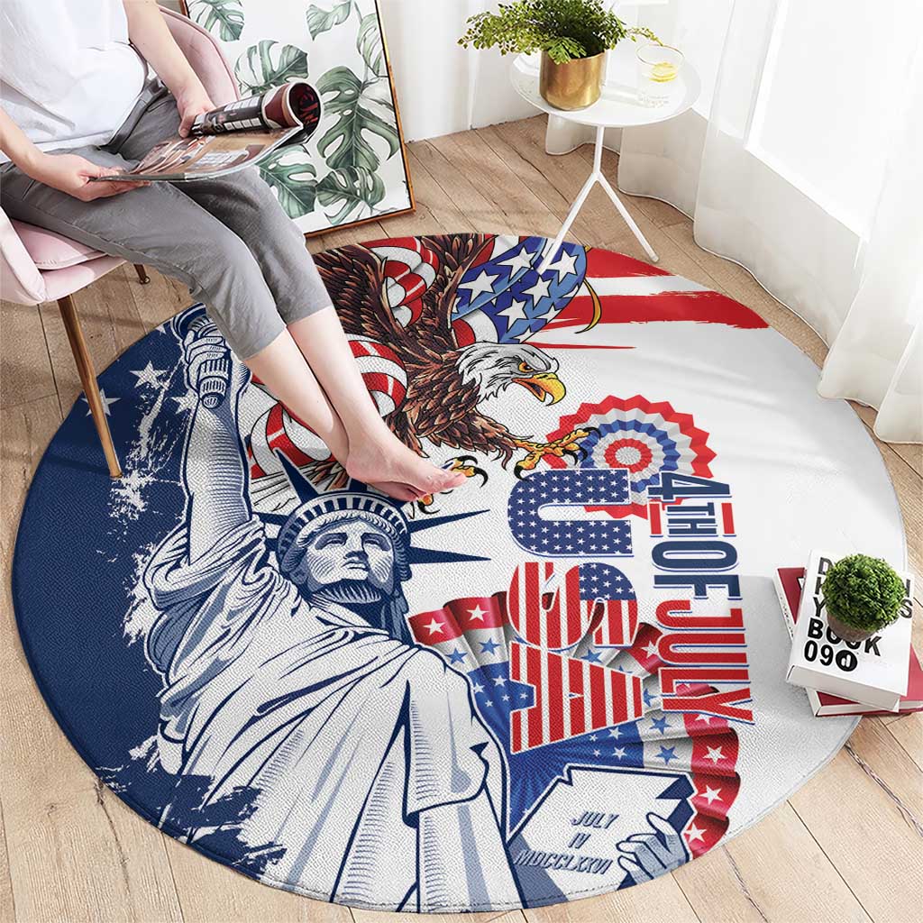 United States 4th Of July Round Carpet USA Eagle Statue Of Librerty