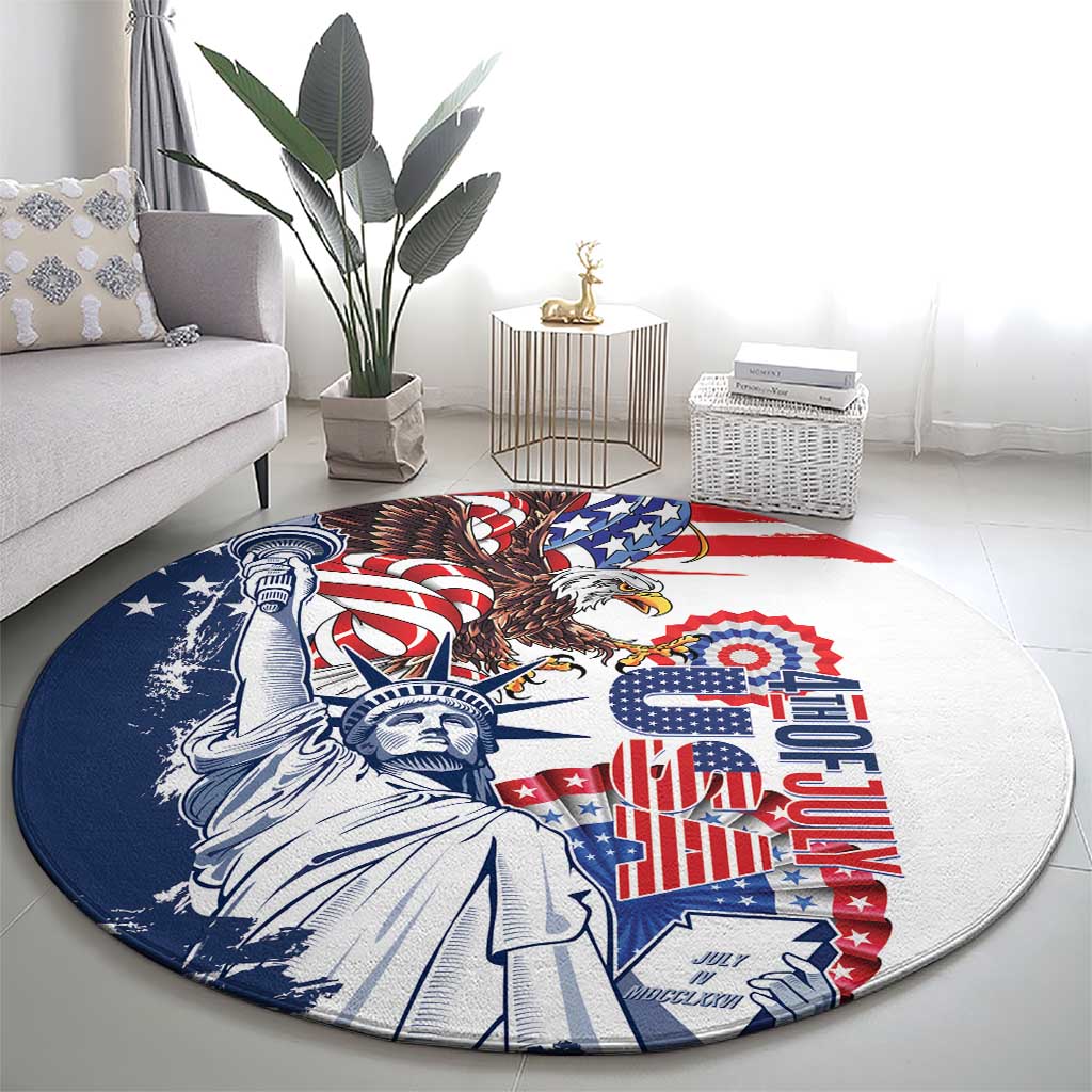United States 4th Of July Round Carpet USA Eagle Statue Of Librerty
