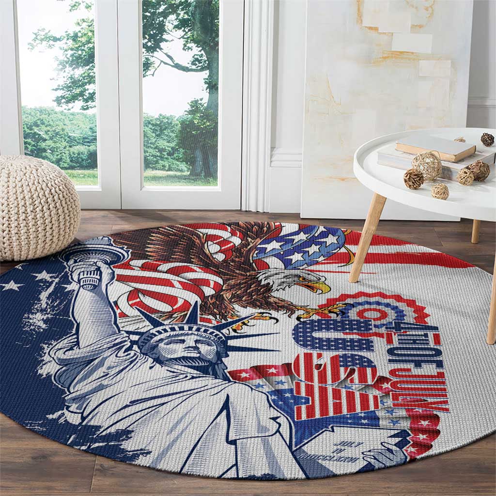 United States 4th Of July Round Carpet USA Eagle Statue Of Librerty