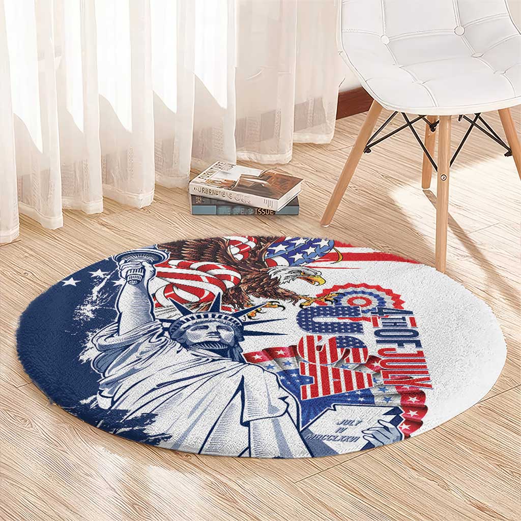 United States 4th Of July Round Carpet USA Eagle Statue Of Librerty