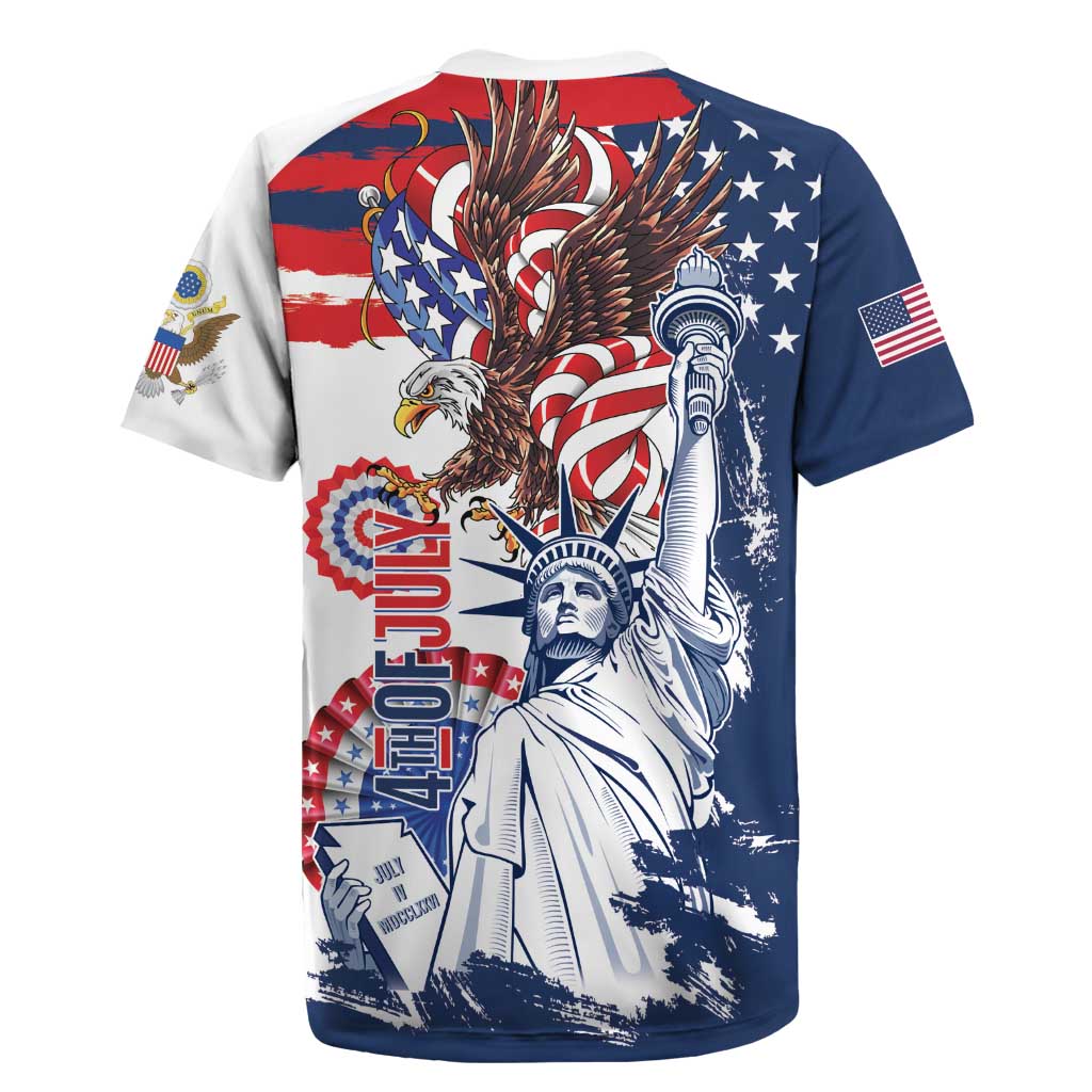 United States 4th Of July Rugby Jersey USA Eagle Statue Of Librerty