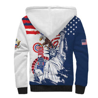 United States 4th Of July Sherpa Hoodie USA Eagle Statue Of Librerty