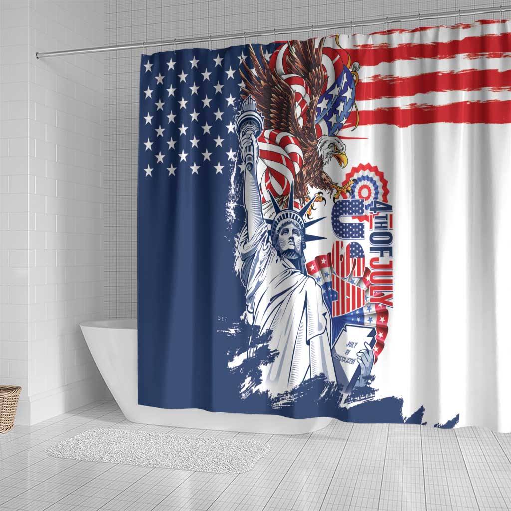 United States 4th Of July Shower Curtain USA Eagle Statue Of Librerty